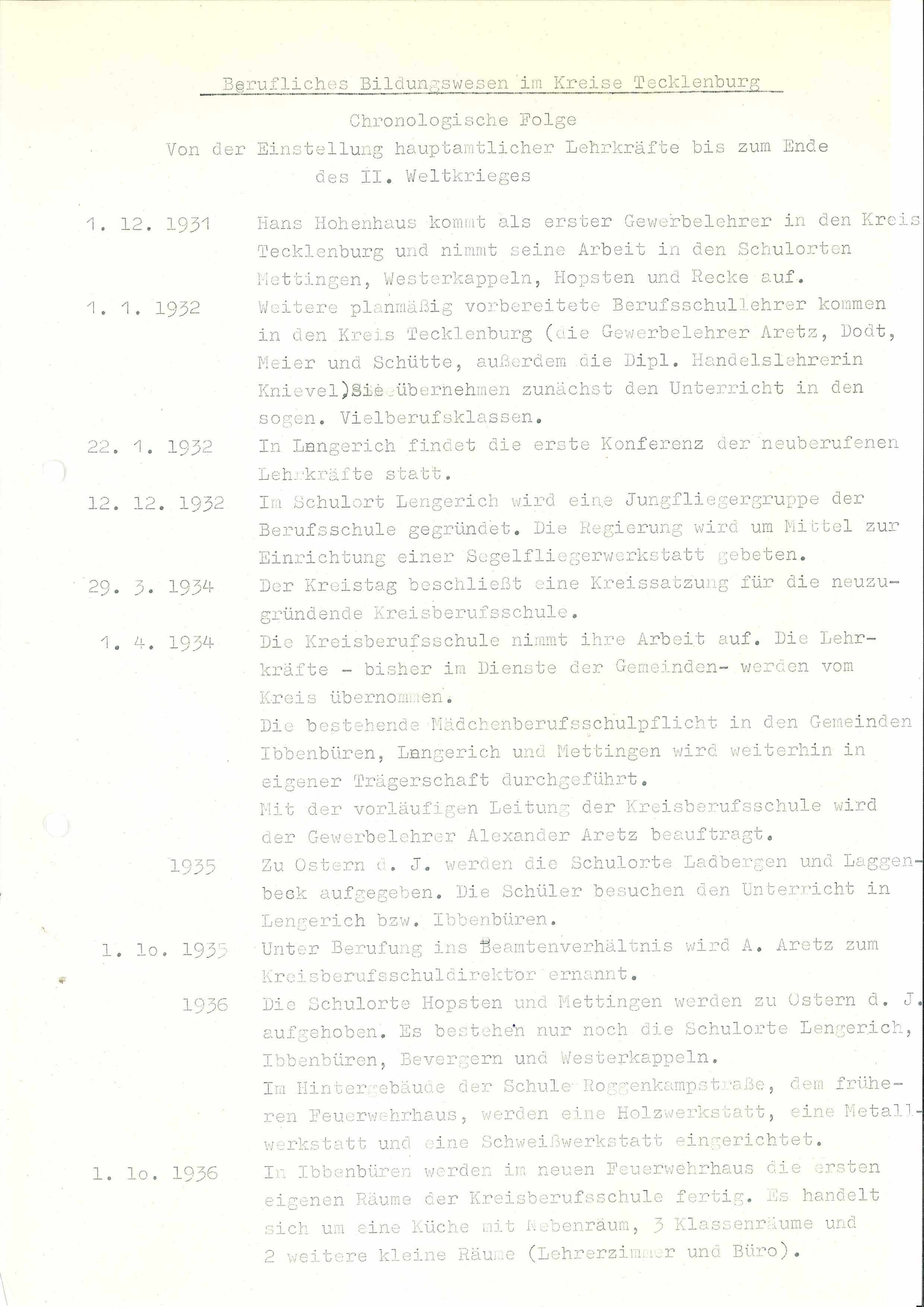 Ausschnitt aus der Chronik Ausschnitt aus der Chronik